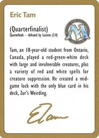 1996 Eric Tam Biography Card [World Championship Decks] 1