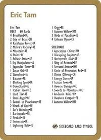 1996 Eric Tam Decklist Card [World Championship Decks] 1