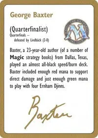 1996 George Baxter Biography Card [World Championship Decks] 1