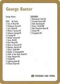 1996 George Baxter Decklist Card [World Championship Decks] 1