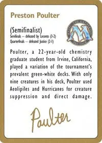 1996 Preston Poulter Biography Card [World Championship Decks] 1