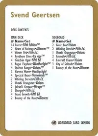 1997 Svend Geertsen Decklist Card [World Championship Decks] 1