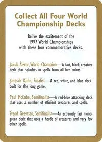 1997 World Championship Advertisement Card [World Championship Decks] 1