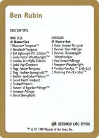 1998 Ben Rubin Decklist Card [World Championship Decks] 1