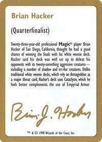 1998 Brian Hacker Biography Card [World Championship Decks] 1