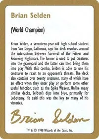 1998 Brian Selden Biography Card [World Championship Decks] 1
