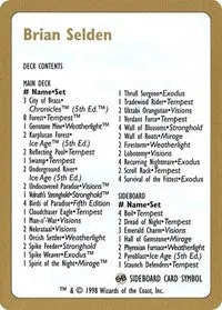 1998 Brian Selden Decklist Card [World Championship Decks] 1