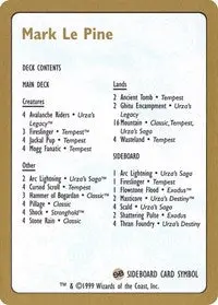 1999 Mark Le Pine Decklist Card [World Championship Decks] 1
