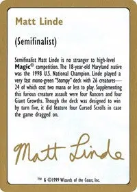 1999 Matt Linde Biography Card [World Championship Decks] 1