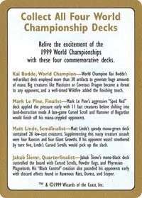 1999 World Championship Advertisement Card [World Championship Decks] 1