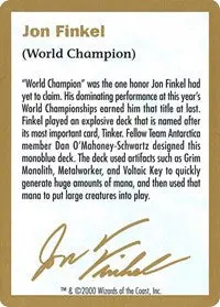 2000 Jon Finkel Biography Card [World Championship Decks] 1