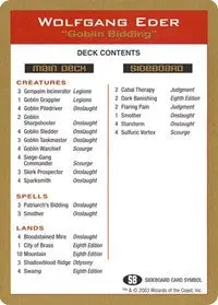 2003 Wolfgang Eder Decklist Card [World Championship Decks] 1