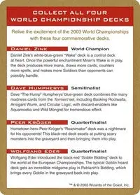 2003 World Championship Advertisement Card [World Championship Decks] 1