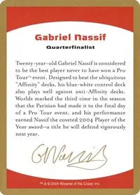 2004 Gabriel Nassif Biography Card [World Championship Decks] 1