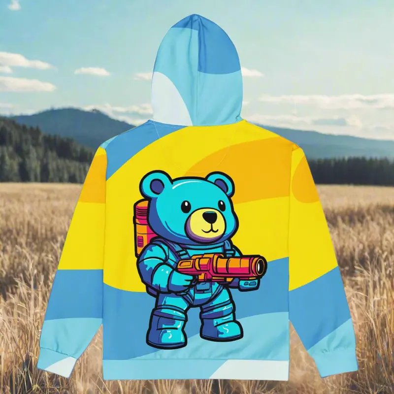 Cosmo The Cuddlebear - Unisex All-Over Print Zip Hoodie 1