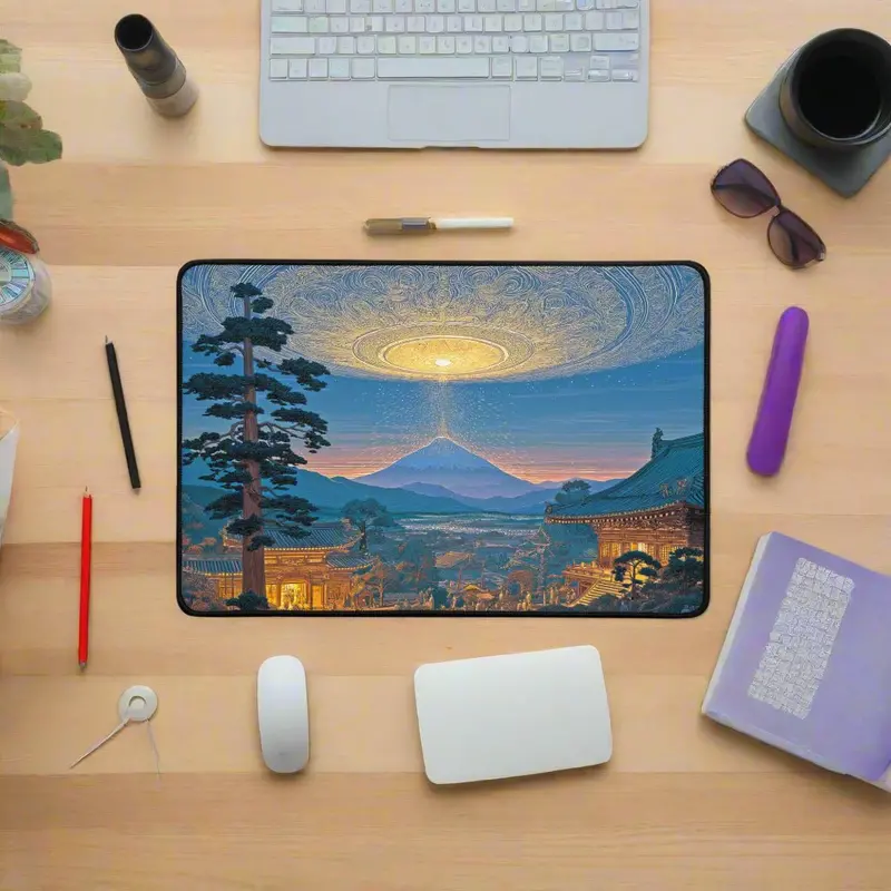 Dawn Over The Celestial Gate Desk Mat 1