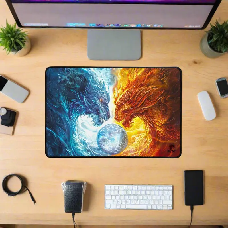Equinox Harmony Desk Mat – Fire And Ice Dragons 1