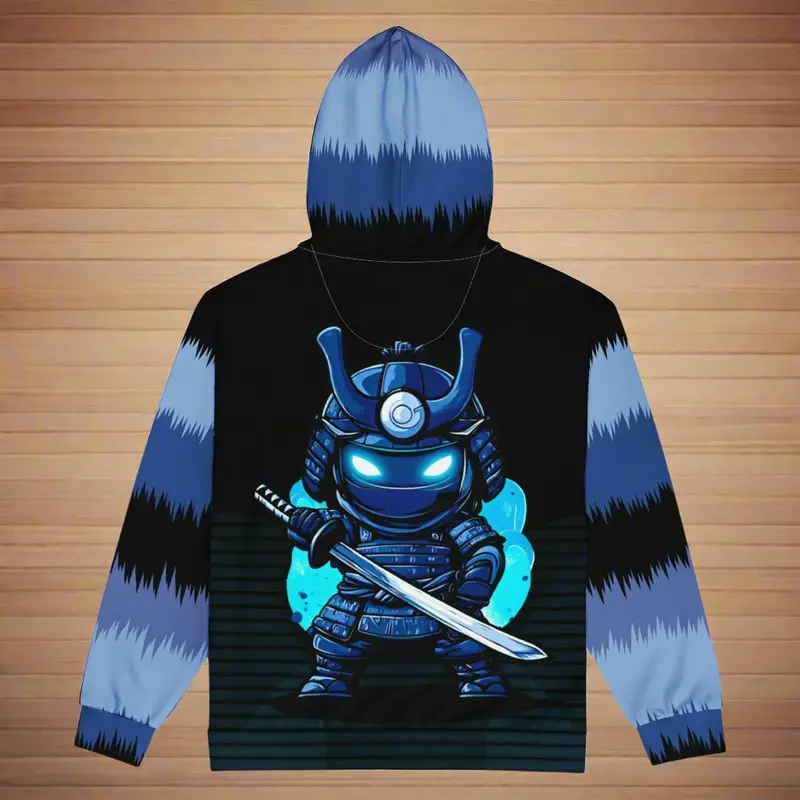 Kai The Cyber Ronin - Unisex All-Over Print Zip Hoodie 1
