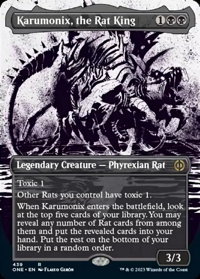 Karumonix, The Rat King (Borderless Ichor Step-And-Compleat Foil) [Phyrexia: All Will Be One] 1