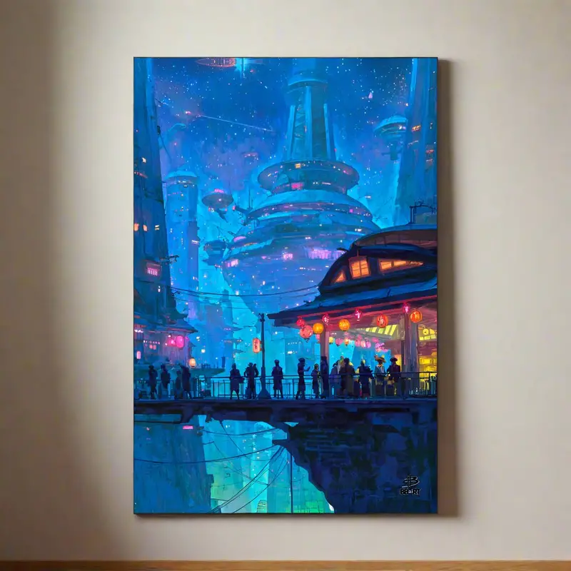 Lanterns Over Neo-Kyoto – Photo Paper Poster 1