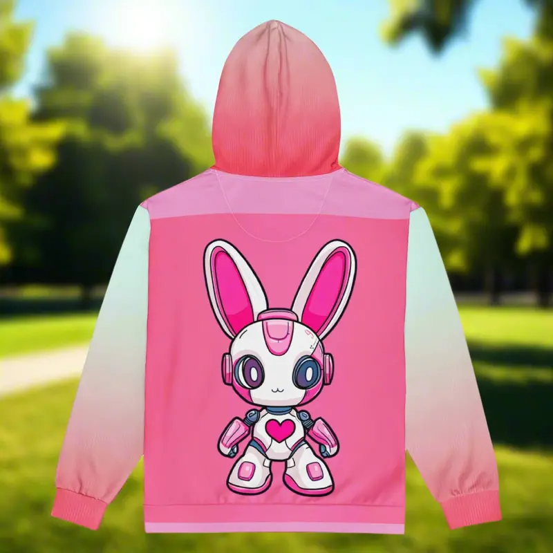Nova The Heartbot - Unisex All-Over Print Zip Hoodie 1