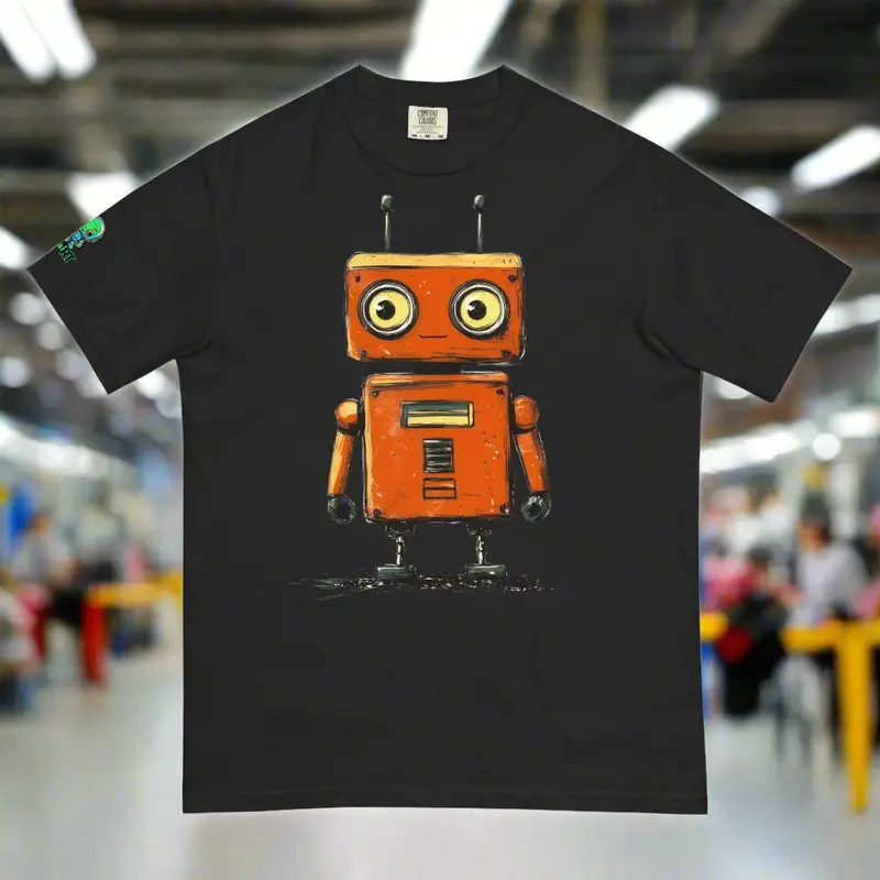 Rusty The Companion Bot - Unisex Garment-Dyed Heavyweight T-Shirt 1