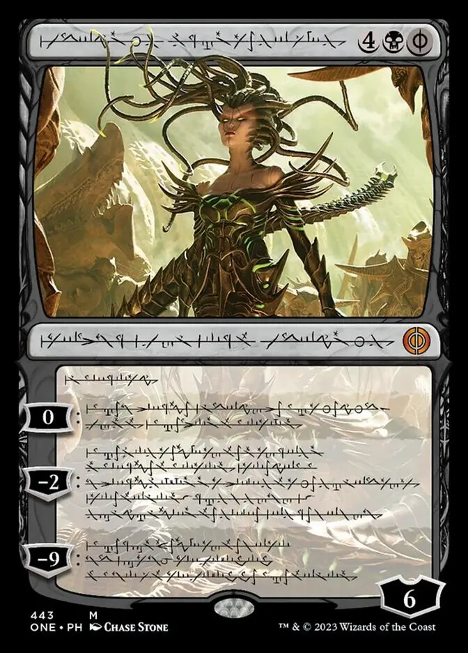 Vraska, Betrayal's Sting (Phyrexianized Step-And-Compleat Foil) [Phyrexia: All Will Be One] 1