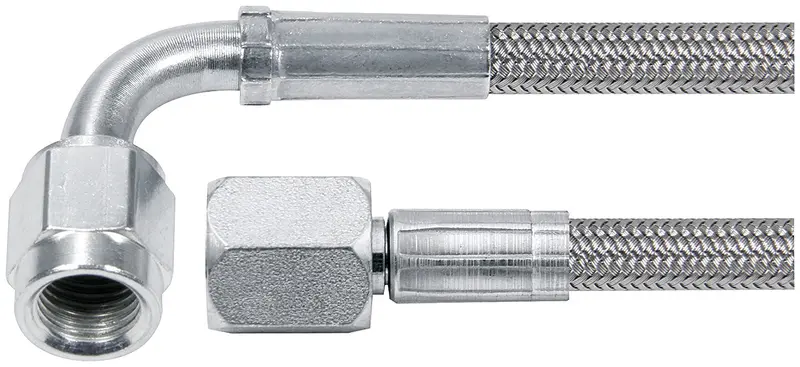 Allstar Performance 46404-20 20-Inch #4 Braided Stainless Line With 90° Tube Fitting 1