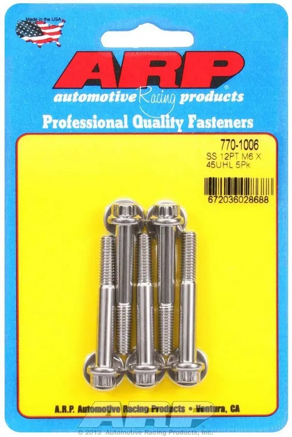 Arp 770-1006 Stainless Steel 12-Point Bolt Kit (5-Pack, 6Mm × 45Mm) 1