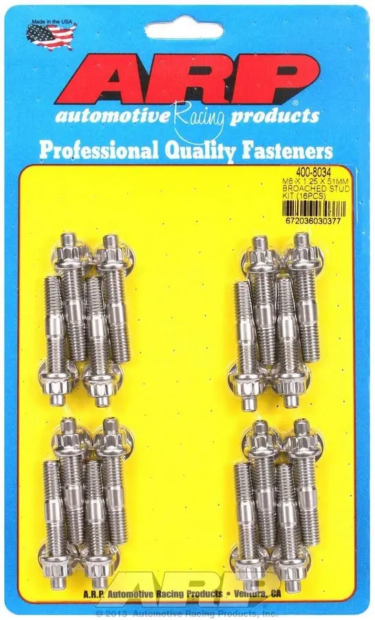 Arp Stainless Steel Stud And Nut Kit — 16-Piece, 8Mm × 1.25″ × 51Mm 1