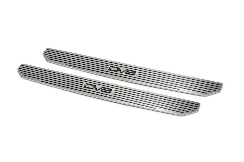 Dv8 Offroad Jeep Jl Rear Sill Plates – 4-Door Wrangler With Dv8 Logo, Silver Finish 1