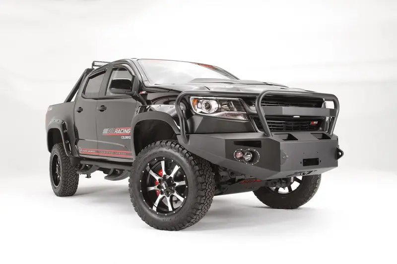 Fab Fours Cc15-H3350-1 Heavy-Duty Winch Bumper – Two-Tone Black Powder Coat With Integrated Grill Guard 1