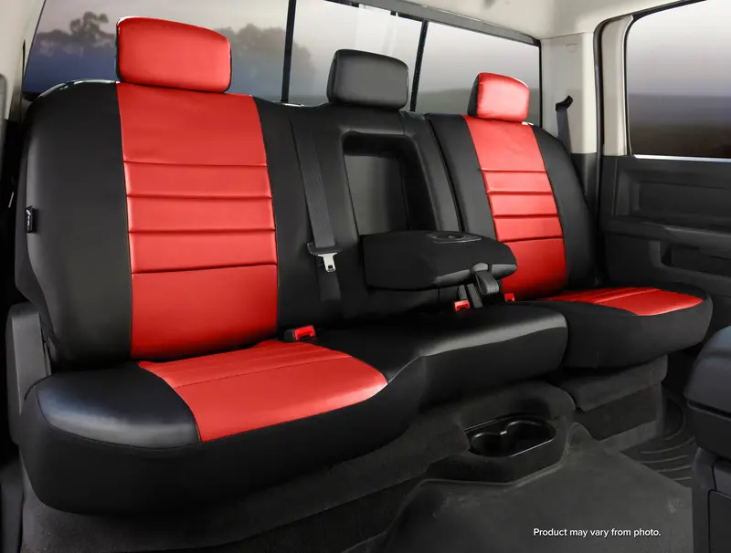 Fia Leatherlite Custom Seat Covers – Red/Black Split 40/60 Design In Premium Leatherette 1