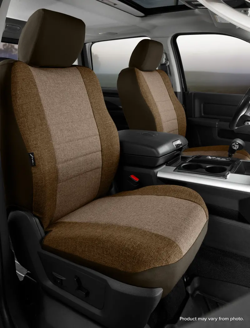 Fia Oe39-55 Taupe Custom-Tailored Seat Covers — Tweed Fabric, Bucket Style With Adjustable Headrests & Side Airbag Compatibility 1