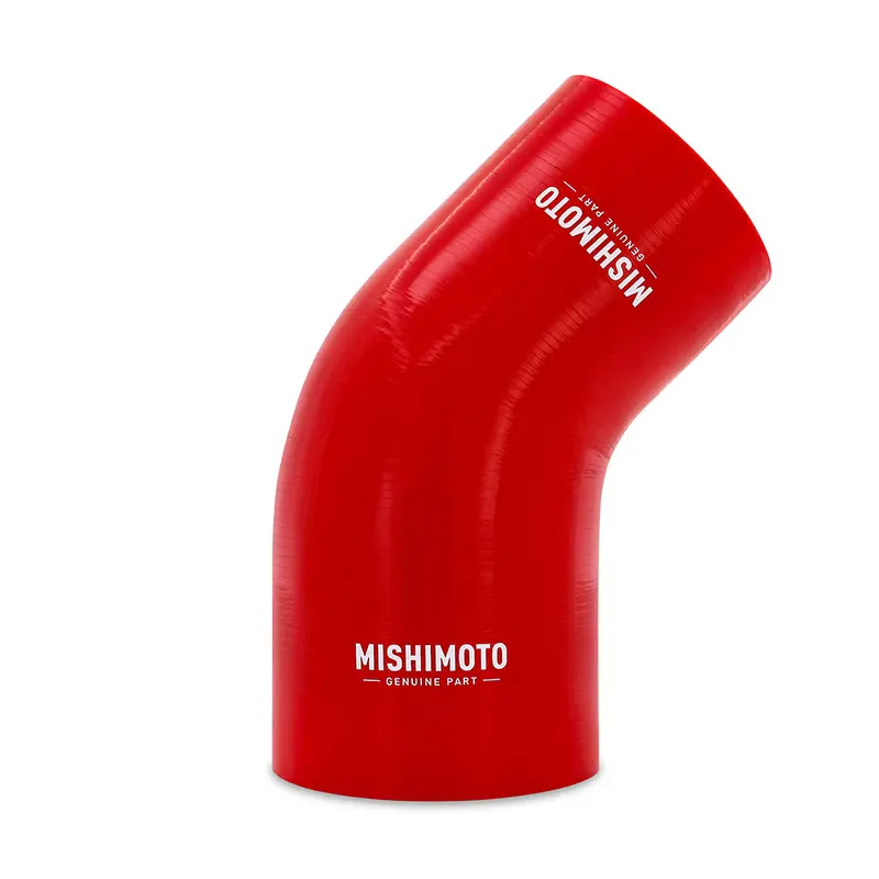 Mishimoto 45-Degree Red Silicone Transition Coupler – 3-Inch To 4-Inch Diameter 1