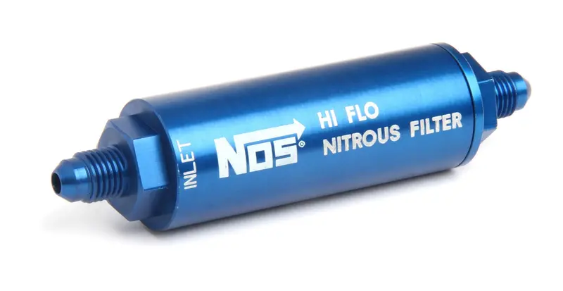 Nos 15550 High-Pressure Inline Nitrous Filter – -4An Fittings, Billet Aluminum Housing (Blue) 1