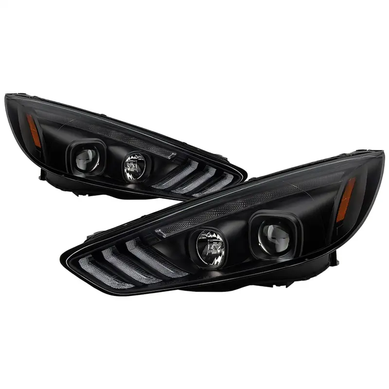 Spyder Auto 5086105 Projector Headlights; W/Sequential Turn Signal Light Bar; H1/H7; Black; 1