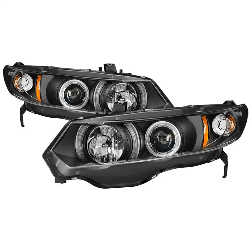 Spyder Auto Halo Projector Headlight Assembly – Black Finish With Integrated Bulbs (Pair) 1