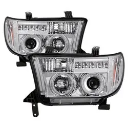 Spyder Auto Halo Projector Headlights – Chrome Housing, Stock Bulb Compatible, Pair (No Washer) 1