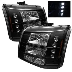 Spyder Auto Led Crystal Headlight Assembly – Black Housing With Integrated Bumper Lights 1