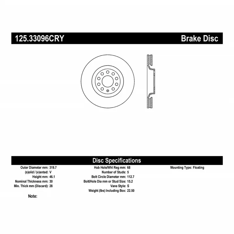 Stoptech 125.33096Cry Cryo-Treated High-Carbon Front Brake Rotors 1