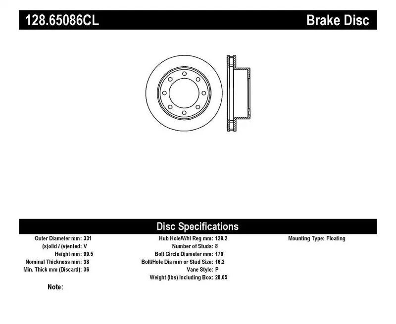 Stoptech 128.65086Cl Front Left Cryo-Treated Cross-Drilled Brake Rotor 1