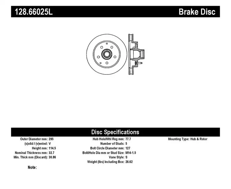 Stoptech 128.66025L Front Left Cross-Drilled Sport Brake Rotor 1