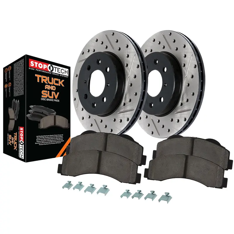 Stoptech 971.42026 Front Truck Brake Kit – Slotted & Drilled Axle Pack 1