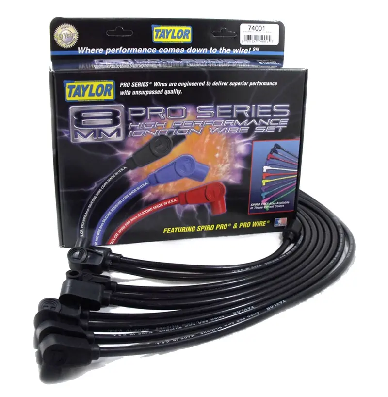 Taylor Cable 77031 8Mm Spiro-Pro Ignition Wire Set – Black, Oe-Style Boots 1